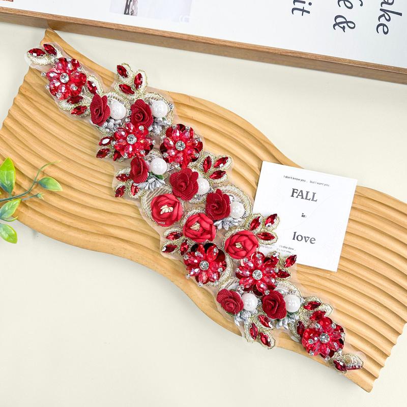 Big Rhinestone 3D Flower Applique for Sewing Clothing Headbands Diy Craft Party Decoration Fabric Trim