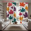 2D Flat   2pcs Autumn Leaf Pattern Colorful Curtains for Bedroom Living Room Rod Pocket Flannel Fabric Home Decor Style Living Ro