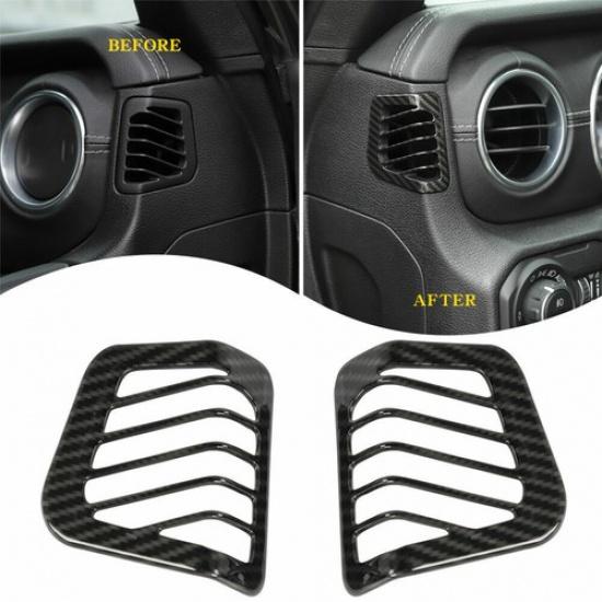 Carbon Fiber ABS Dash AC Air Vent Outlet Cover Trim For Jeep Wrangler JL JT 18+