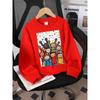 European Sizes Kids' Playful Party Print Round-Neck Hoodie - Soft Casual & Sportswear, Playdates & Casual Attire - Comfortable Children's Pullover