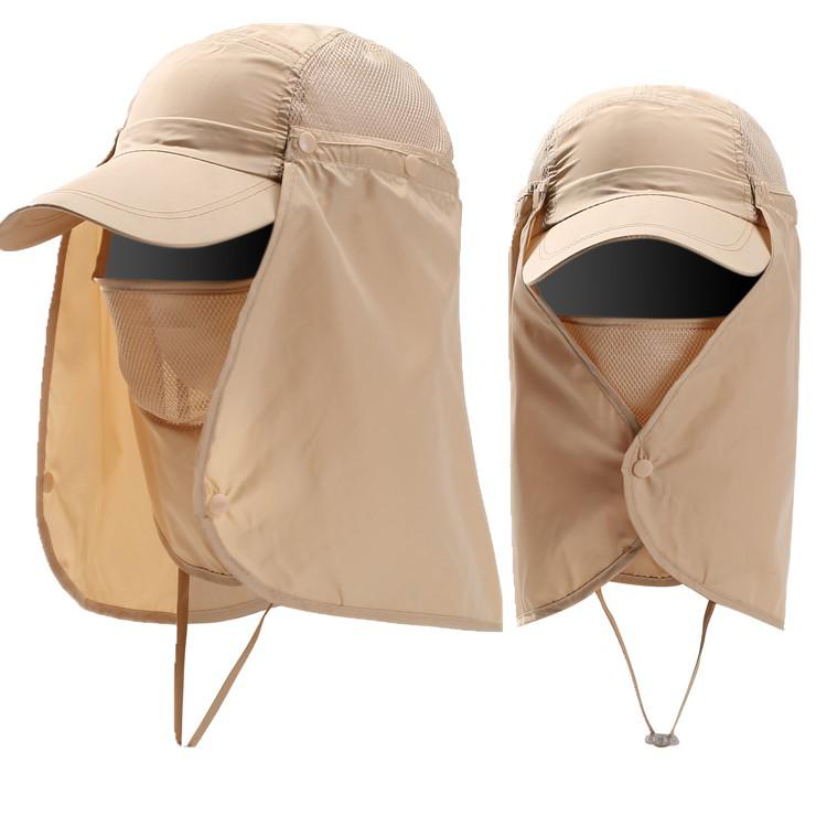 Unisex Quick-Dry Sun Protection Hat with Detachable Curtain for Outdoor Activities