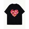 Oversized T Shirt Dress Black Heart Pattern Print Casual Wear For Women