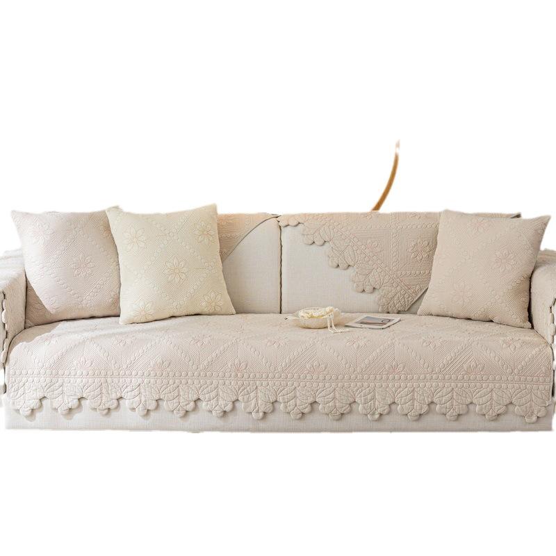 French Retro Sofa Cushion Universal In All Seasons, Pure Cotton Cotton Fabric, Simple Modern Non-Slip Seat Cushion Cover Cloth Towel