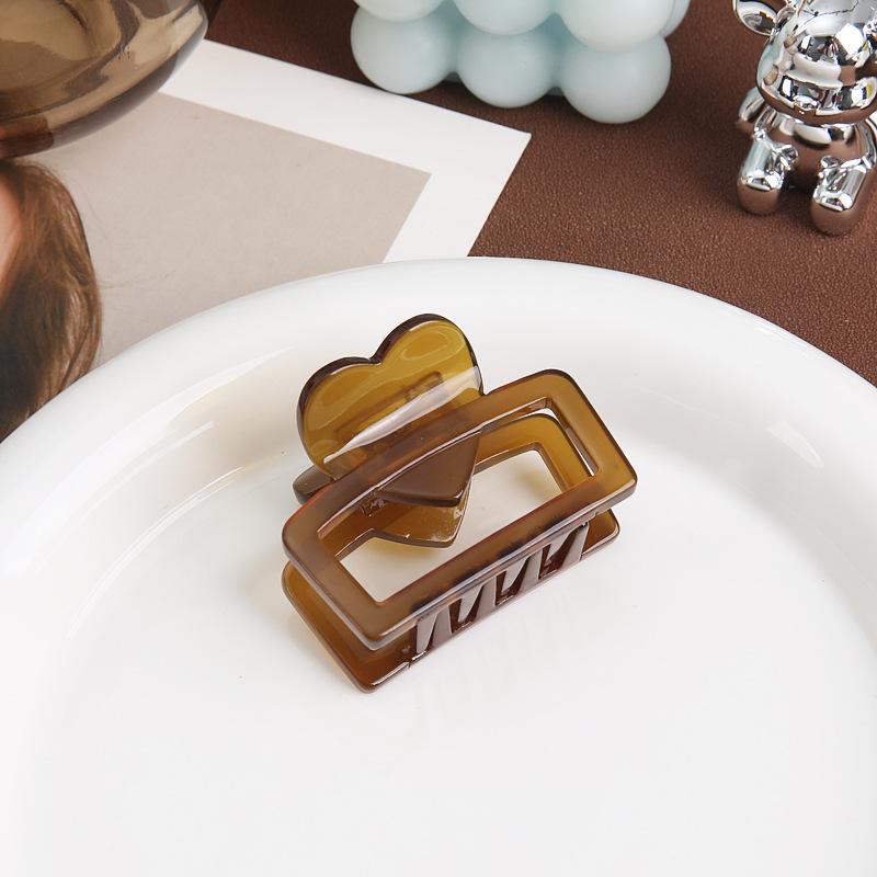 Love Square Grab Clip Premium Sense Acetic Acid Hairpin Simple Versatile Ponytail Clip Back Head Shark Clip Hair Accessories