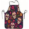 1pc Colorful Candy Skull Floral Print Apron, Suitable for Kitchen Cooking, Gardening, Orchard Picking, Christmas, Halloween