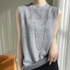 Women's 2024 Spring Ice Silk 3D Crochet Knit Vest – Loose, Round Neck, Short Style