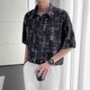 Men's Clothing Letter Printed Shirts Casual Turn-down Collar Summer New Short Sleeve Fashion Single-breasted Korean Loose Shirts