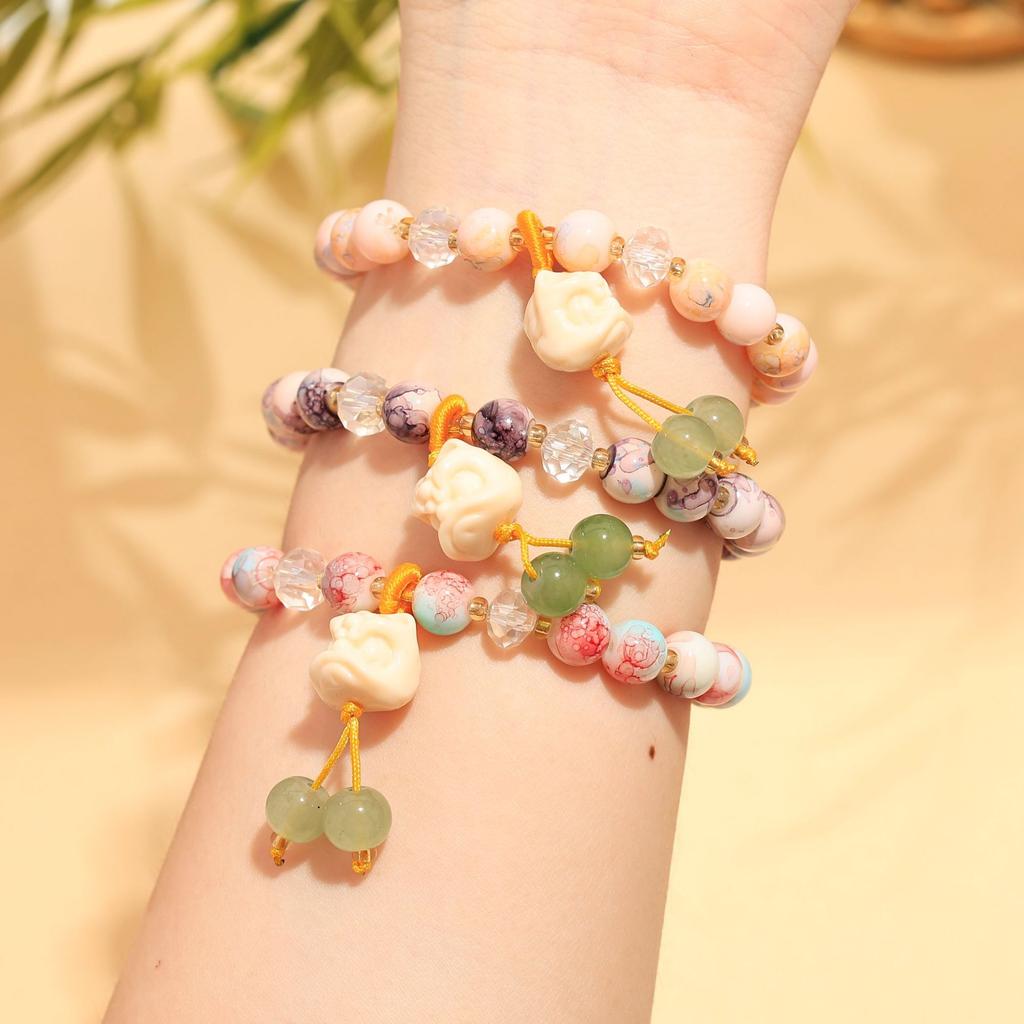 Dopamine glass beaded lion bracelet summer new girlfriend bracelet sweet small fresh candy color women's jewelry