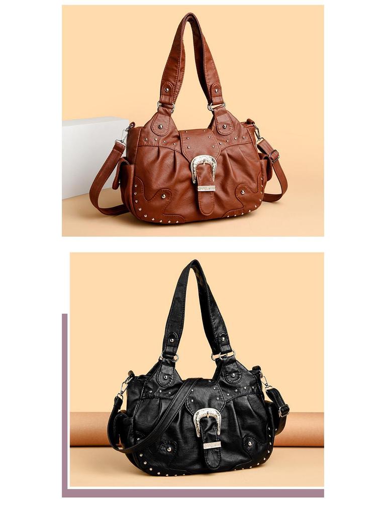 Versatile European & American Style Women's Rivet Crossbody Bag - Lightweight, Large Capacity, 3D Design