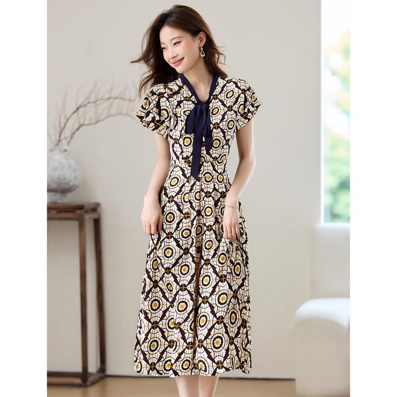 ORIGIN Women s V-Neck A-Line Printed Dress M