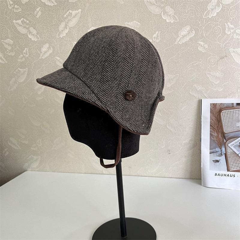 Autumn and Winter New Woolen Men's and Women's Outdoor Corduroy Warm and Cold Ear Protection Hats