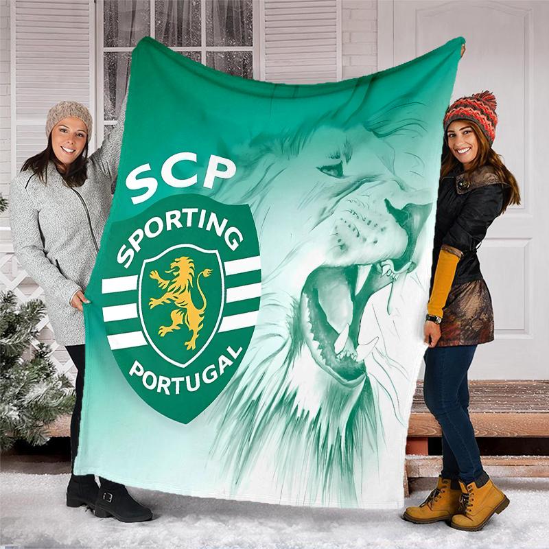 Sporting CP logo printed throw blanket—soft,warm;versatile blanket for all seasons—perfect as &air-conditioning throw,nap blanket