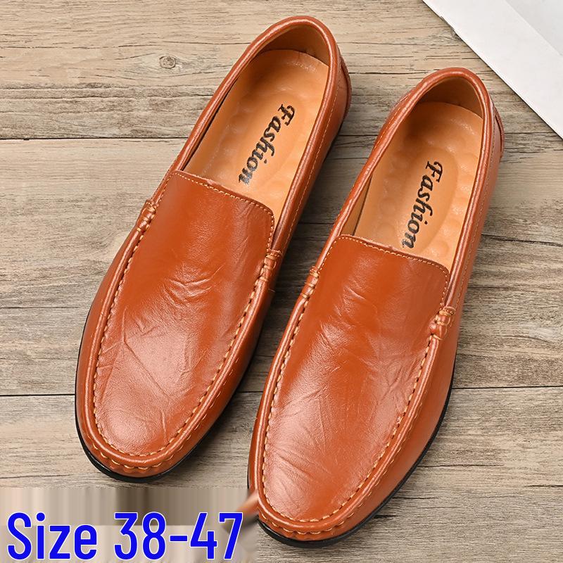 Men's Handmade Slip-On Leather Loafers - Autumn British Style, Casual & Business, Soft Sole Driving Shoes