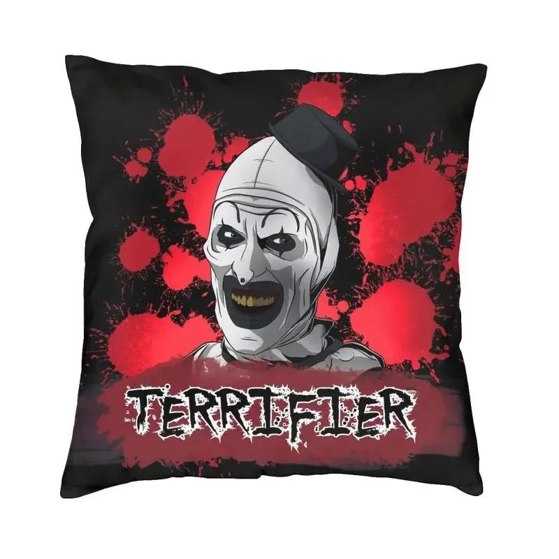 Horror Clown Halloween Movie Terrifier Cushion Cover Velvet Pillow Case Sofa Chair Square Pillowcase Living Room Decoration