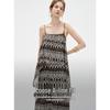 ELLE Vintage Print Tencel Linen A-line Maxi Dress
