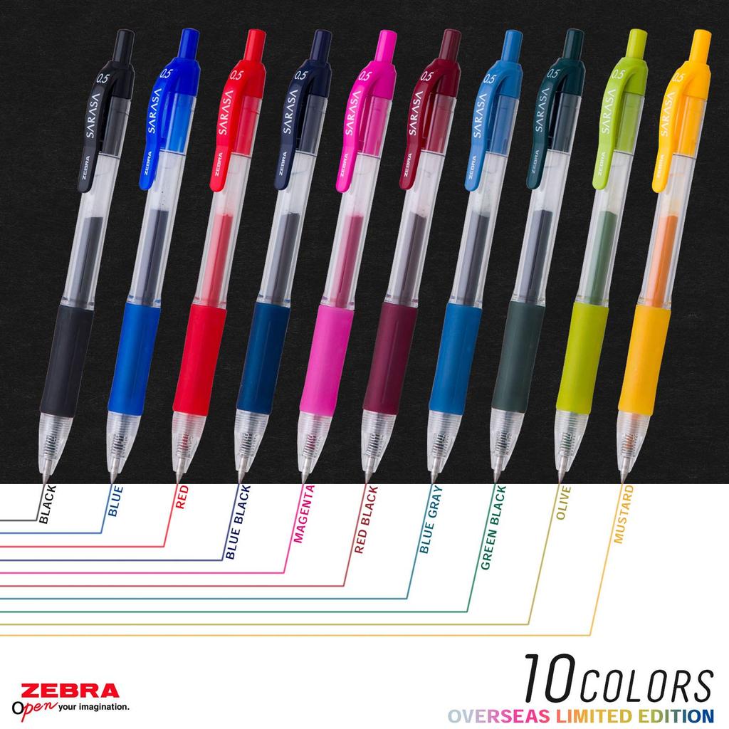 Zebra Sarasa Gel Ballpoint Pen, 0.5, 10-Color Set, JJ3-10C-AZ