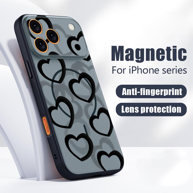 Watermelon Love Hearts Print Case For iPhone 17 Pro Max Funda iPhone 16 15 14 13 Pro Max Magnetic For Magsafe Hybrid Slim Matte Cover