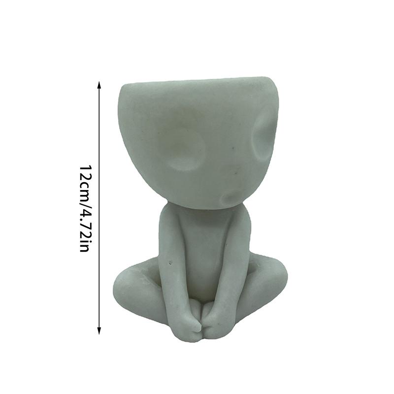 Luminous Face Planter Pot Head Flower Pot Cute Resin Succulent Planter Flowerpot With Drain Hole For House Office Decor
