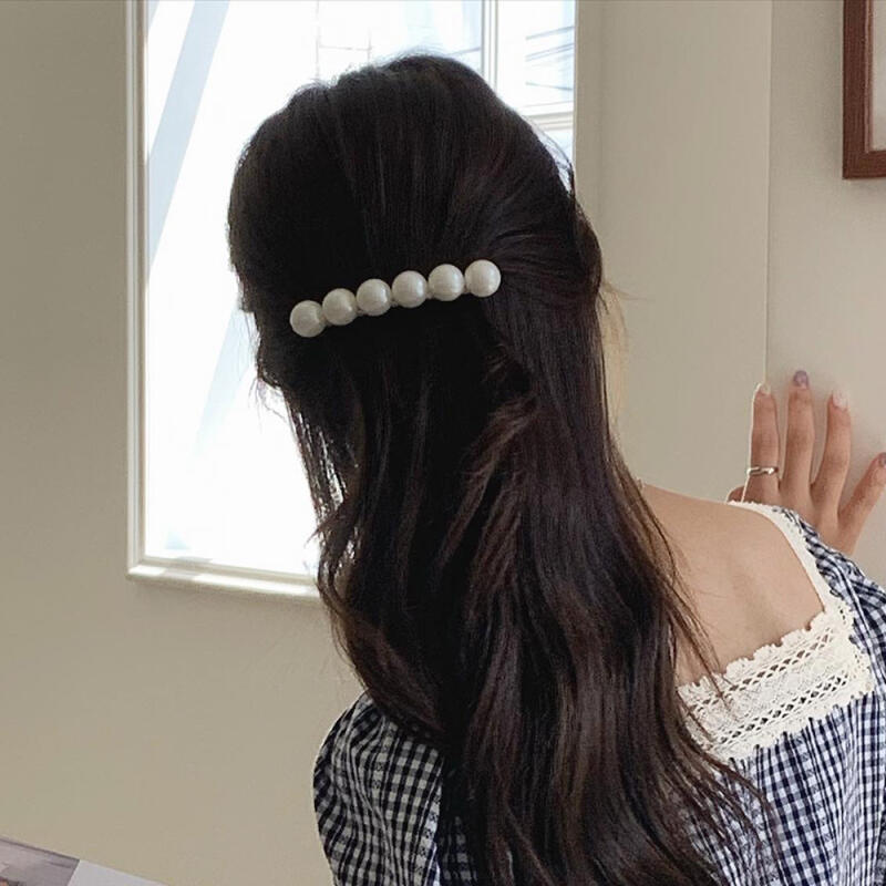 Vintage pearl hairpin pearl straight automatic pin hairpin Size L