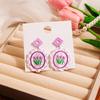 Silver Needle Exquisite Pink Tulip Floral Stud Earrings for Women - Sweet Romantic Jewelry