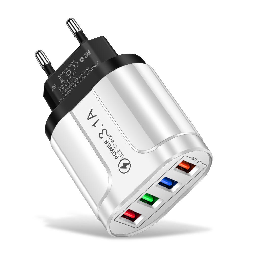 Multi-Port 5V/2.4A Butterfly Travel Charger with 4 USB Ports for EU, US, and UK