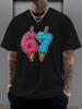 Unisexs Crew Neck Short Sleeve Tee 67 Ice Cream Number Print Summer Casual Loose Breathable Male Birthday Streetwear Daily Tops