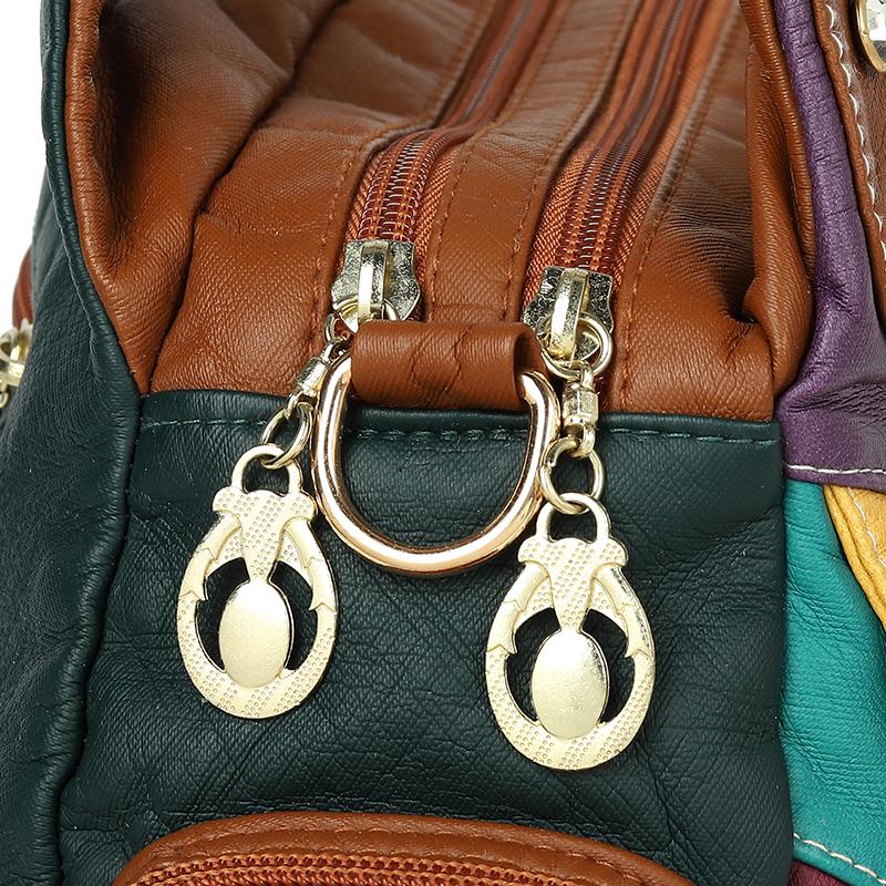 Colorful PU Leather Handbag for Women – Boho-Style Patchwork Design with Braided Details and Adjustable Strap, Perfect for Casual Wear