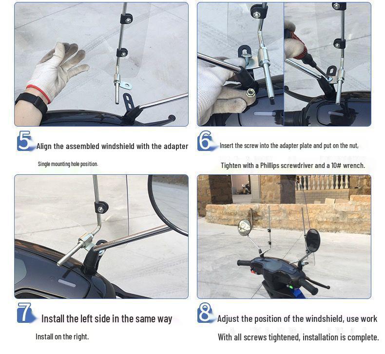 Windproof Transparent Windshield for Electric Bikes, Motorcycles, and Three-Wheelers