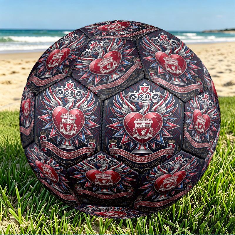 Liverpool Football Club Print Size 5 Soccer Ball, PU Wear Resistant Football for Match Training and Daily Practice, Birthday Gift for Soccer Fans