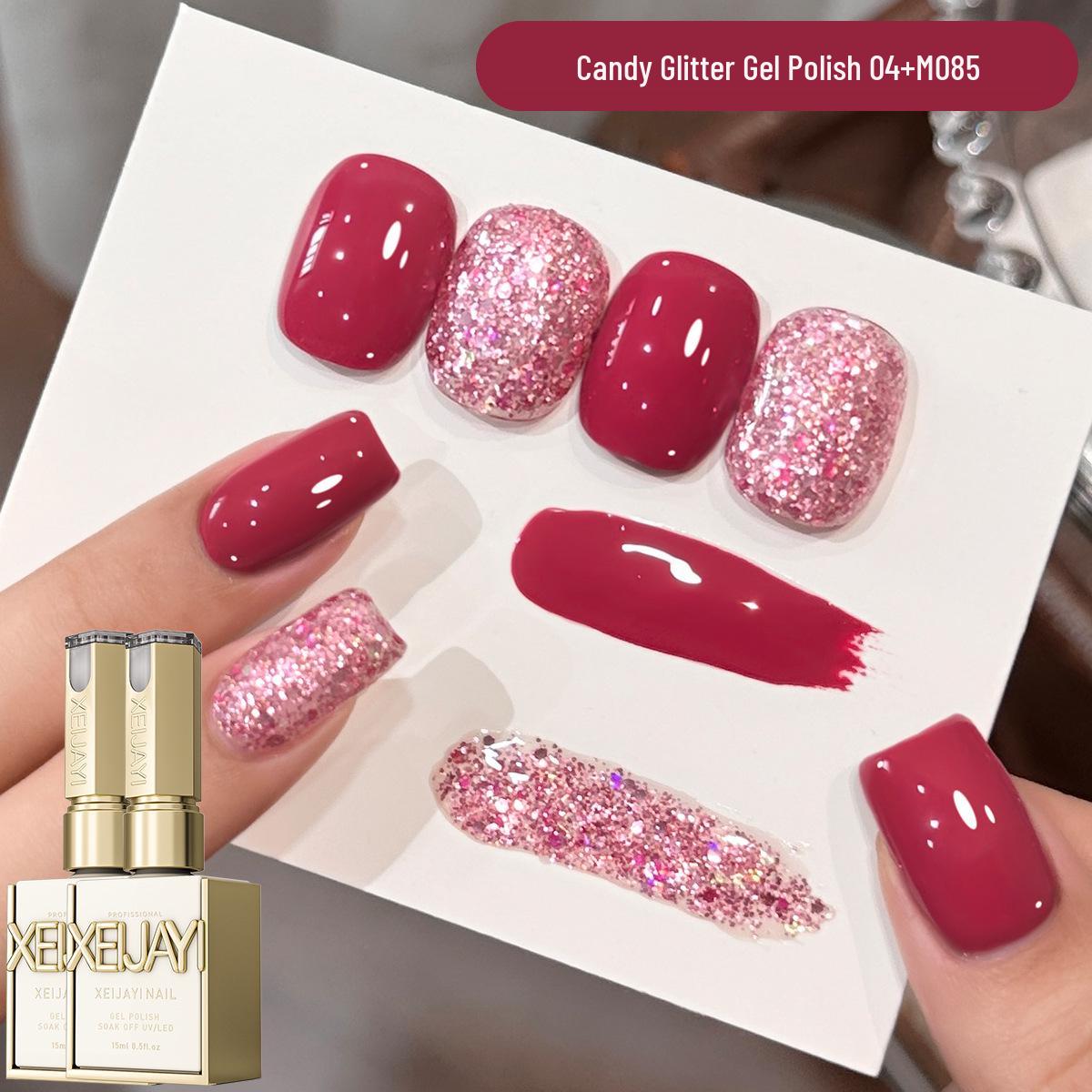 

Rose Red Glitter Gel Nail Polish - Versatile Neon Phototherapy Edition 2022