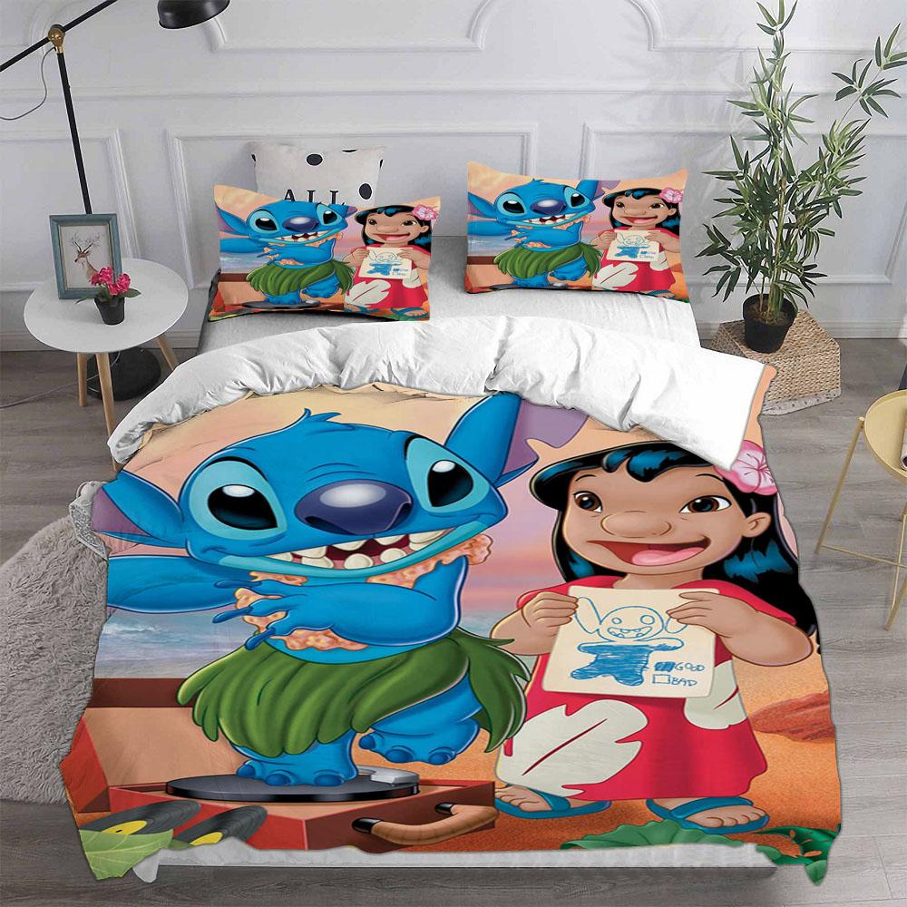 Lilo&Stitch Bedding Sets Cartoon Comforter Quilt Bed Cover Duvet Cover Pillow Case 2-3 Pieces Sets Kids Adult Bedroom Decor