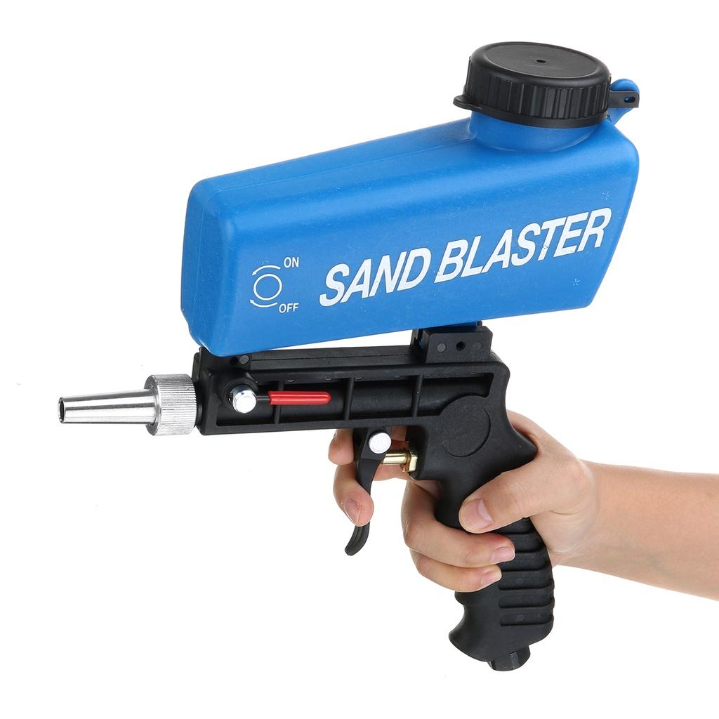 90psi Portable Adjustable Small Air Blasting Machine Gravity Pneumatic Sandblasting Guns Derusting Sandblasting Spray Guns Kit