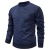 Men's Velvet-Lined Knit Sweater - Warm Autumn/Winter Round Neck for Middle-Aged Dads