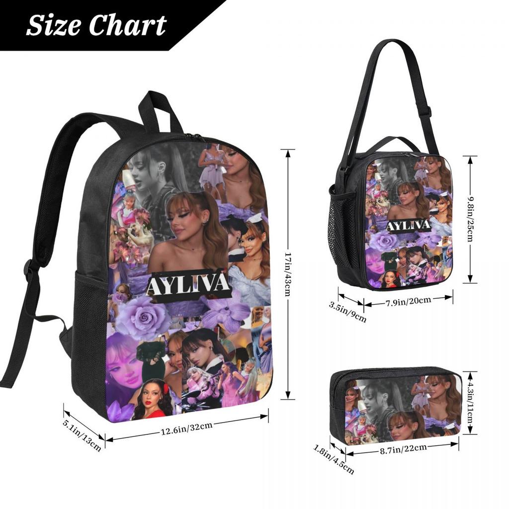 Set di 3pz Zaino Ayliva Singer Tour 2025 per Ragazzo Ragazza Astucci Set Zaini con Portapranzo Per Studenti Scolastici Zaino da Giorno