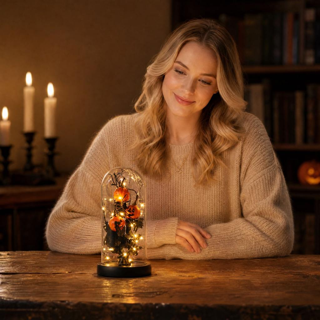 Halloween Glass Decorative Light with Glowing Effect for and Holiday Decor