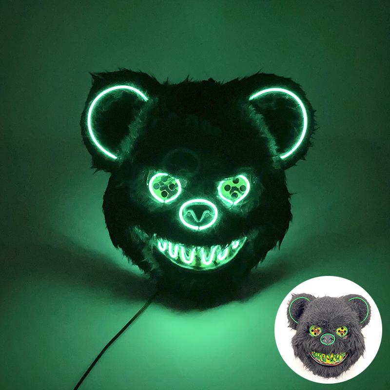 Halloween Leuchtende Horror-Tiermaske LED Leuchtende Blutige Bärenmaske Blinkende Neon Cosplay Gruselige Maskerade Party Maske Zubehör