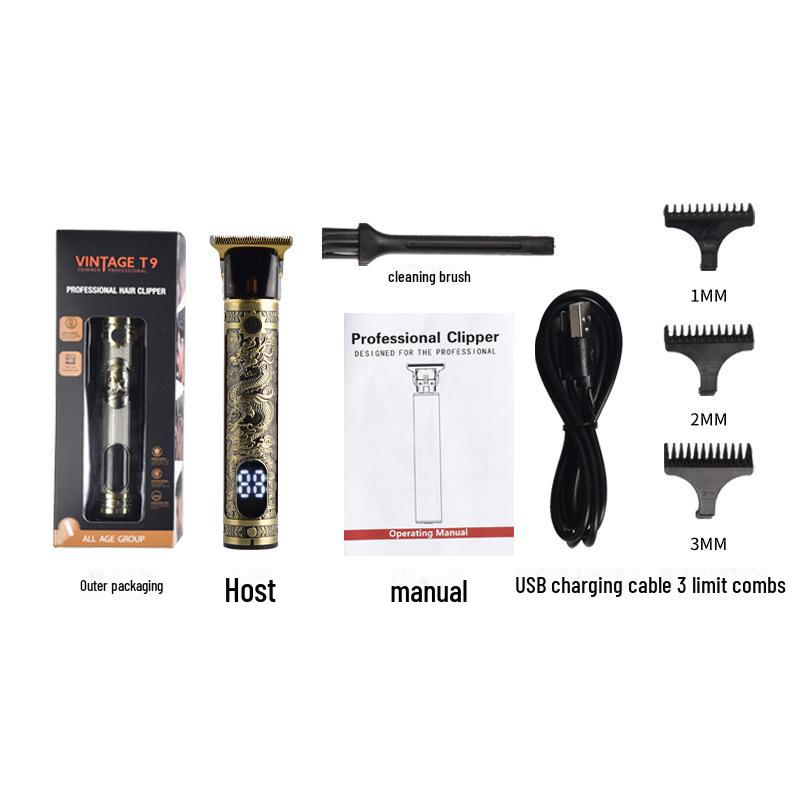 Electric Hair Clipper and Trimmer - Stainless Steel, Oil Head, Carving, Shaving