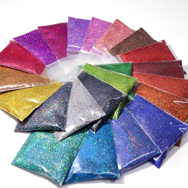 10g Holographic Glitter for Nails Hologram Powder Sparkly Pigment Decorations Loose Chunky Shiny Charms Reflective Nail Polish
