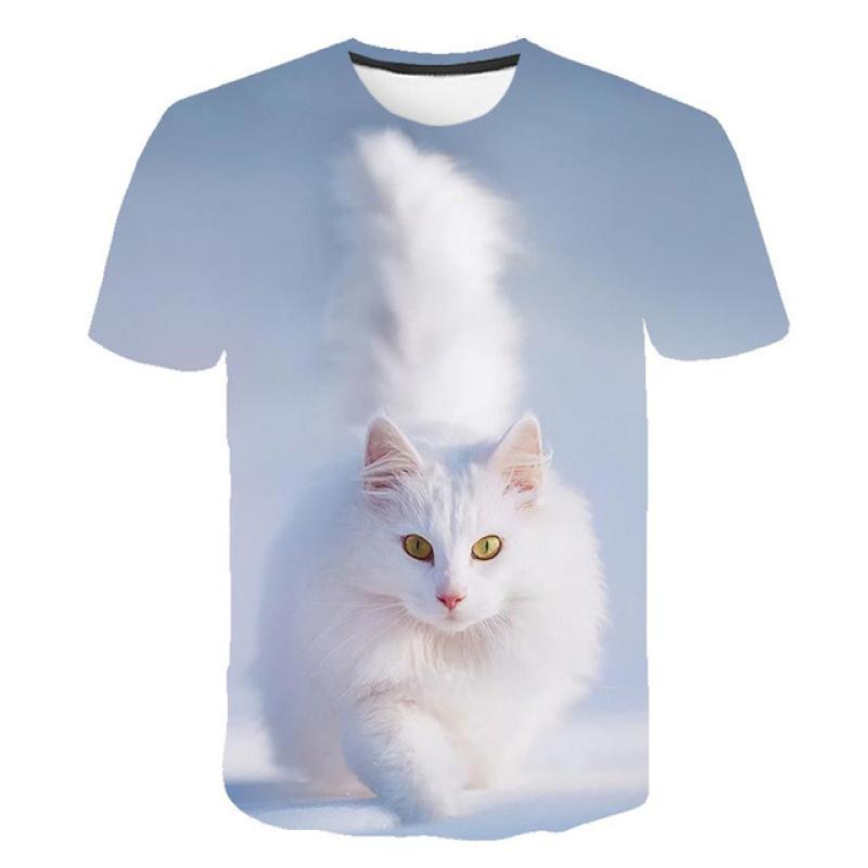 Cat Girls T Shirt Clothes Boys Girls Animal Children 3D T-Shirt Kids Summer Cat Lively Cute Funny Baby T Shirts Tops 2023 3-14Y