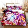 No Game No Life Duvet Cover + 2 Pillowcases, Classic Fantasy Anime Print Bedding Set Soft Fabric Decor Gift for Anime & Game