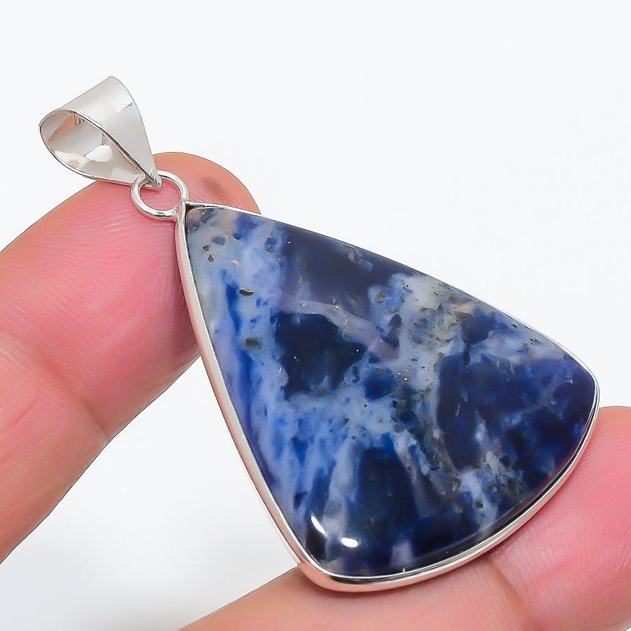 

Подвеска из стерлингового серебра 925 пробы с натуральным содалитом 1,89 дюйма K0Q08