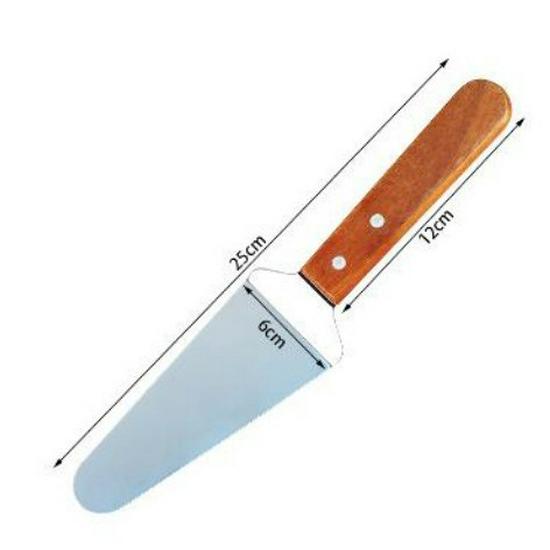 

Stainless Steel Non-Stick Teppanyaki Griddle Spatula with Slanted Edge and Wooden Handle