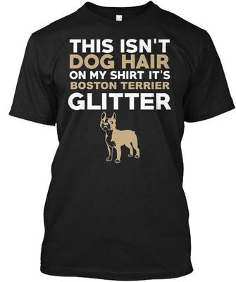 Boston Terrier Glitzer Lustig Das sind keine Hundehaare auf dem T-Shirt