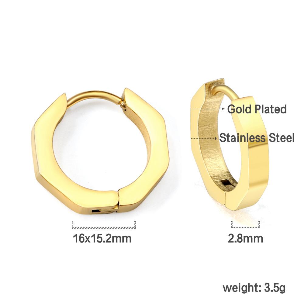 Plain Ring Ear Buckle Heart Geometric Metal Star Earrings Oval Earrings Stainless Steel Earrings