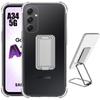 Protective Case - Samsung - Galaxy A34 5G - Transparent Silicone - Adjustable Stand - Shock-absorbing