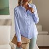 Dámská košile Elegantní kancelářská Jednobarevná Dlouhý rukáv Dámský top Módní Řasený Stojáček Jednořadé Zapínání Ležérní Jednoduchá košile