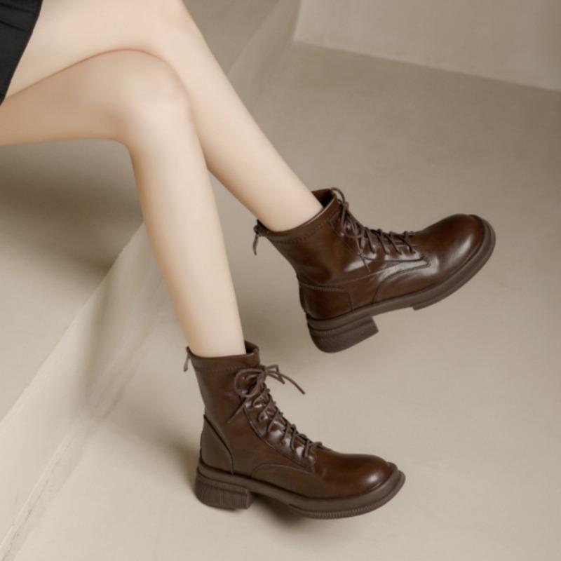 Осенние и зимние женские одинарные ботинки в британском стиле — фото 16