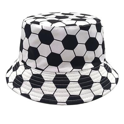 1pc Sunscreen Bucket Hat Football Print Fisherman Hat Double Sides Flat Top Panama Caps for Men Women Reversible Outdoor Sun Hat