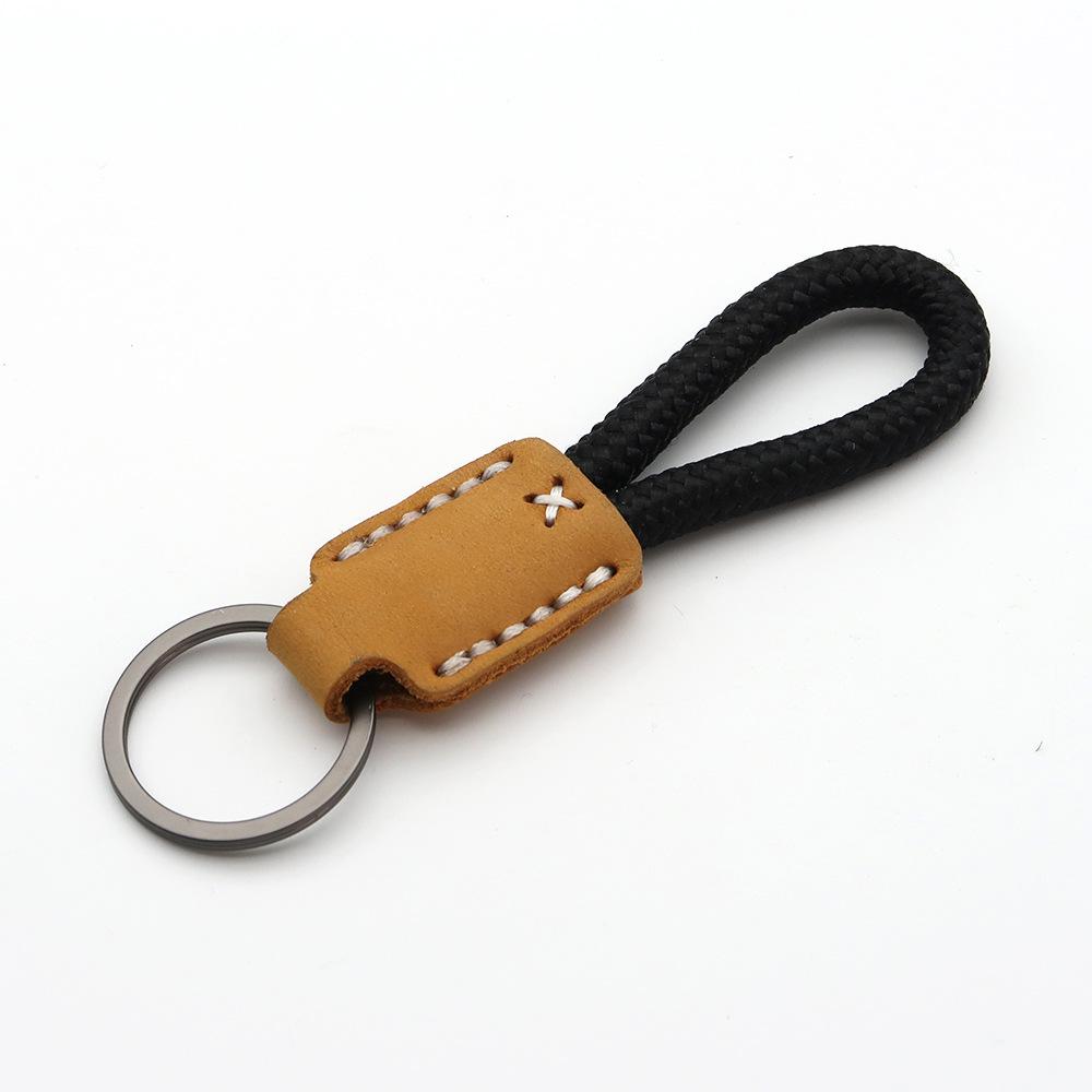 Handmade Genuine Leather Key Chain Pendant - Frosted Leather, Multifunctional Lanyard, Creative Design Key Ring