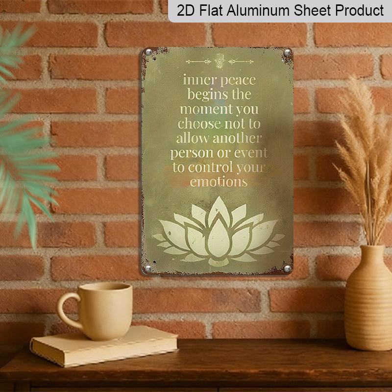 2D Flat, 1pc Zen-Style Aluminum Metal Zen Sign "Beginnings/Changes/Reality" Suitable for Home, Office, Garden, Cafe - Lightweight Pre-Drilled Hanging